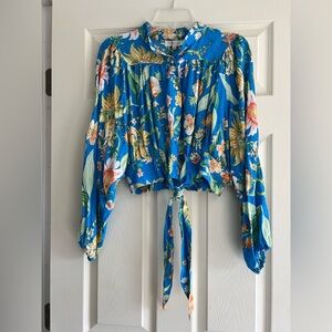 NWT! Rachel Zoe Floral Cropped Tie Top